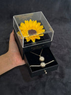 SET GIRASOL: COLLAR + PULSERA Y CAJA