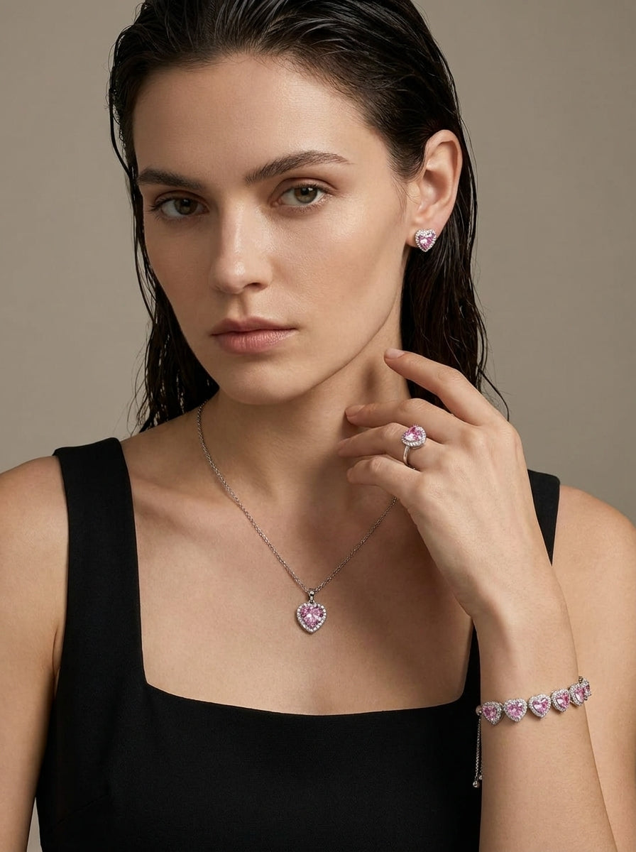 SET CORAZONES ROSADOS
